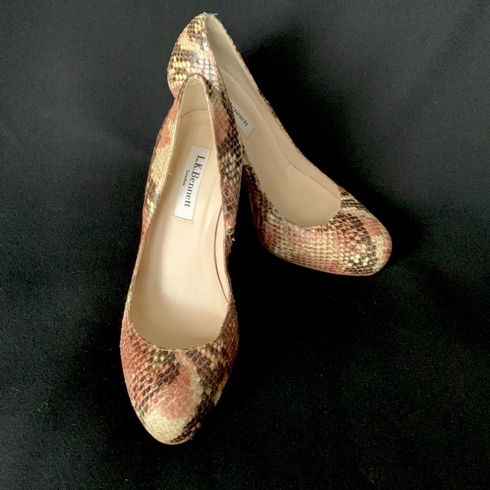 L.K. Bennett London Snakeskin Embossed Leather Heels